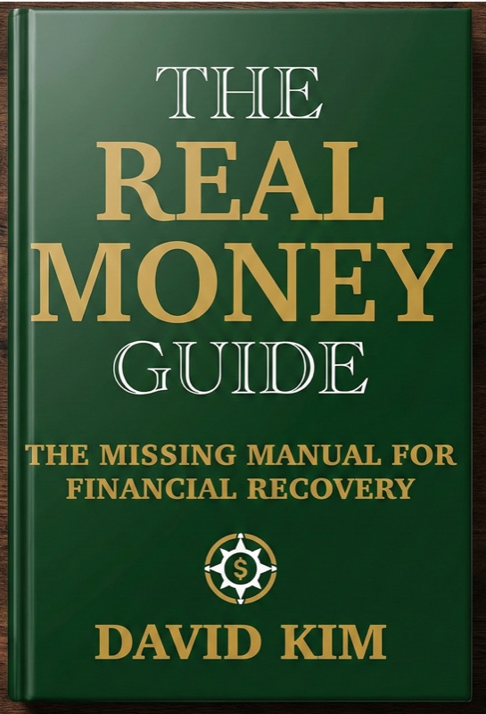 The Real Money Guide book cover - Financial recovery manual by David Kim